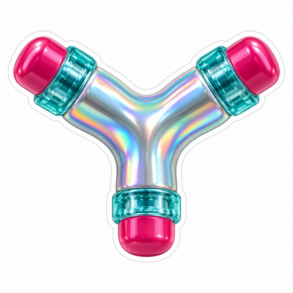 Iridescent Three Way Tube with Pink Caps Vinyl Decal Stickers