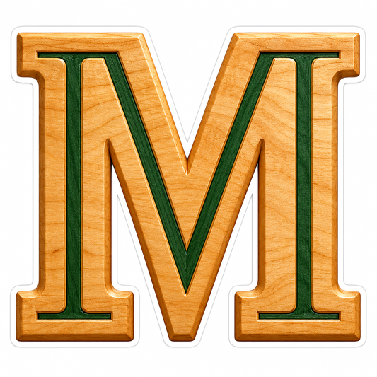 Honey Wood Green Inlay Letter M Art Vinyl Decal Stickers