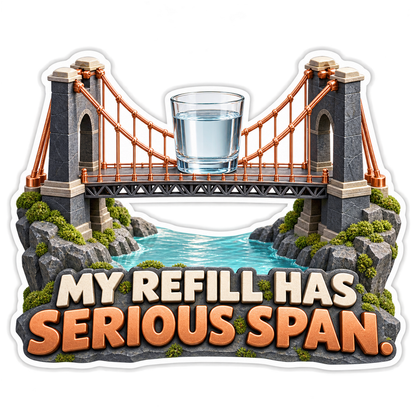 Glass of Water on Suspension Bridge Art Vinyl Decal Stickers