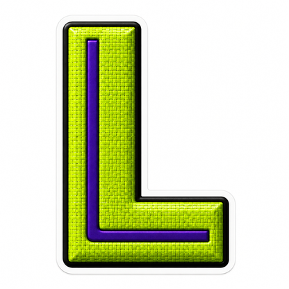 Lime Mesh Letter L with Purple Edge Art Vinyl Decal Stickers