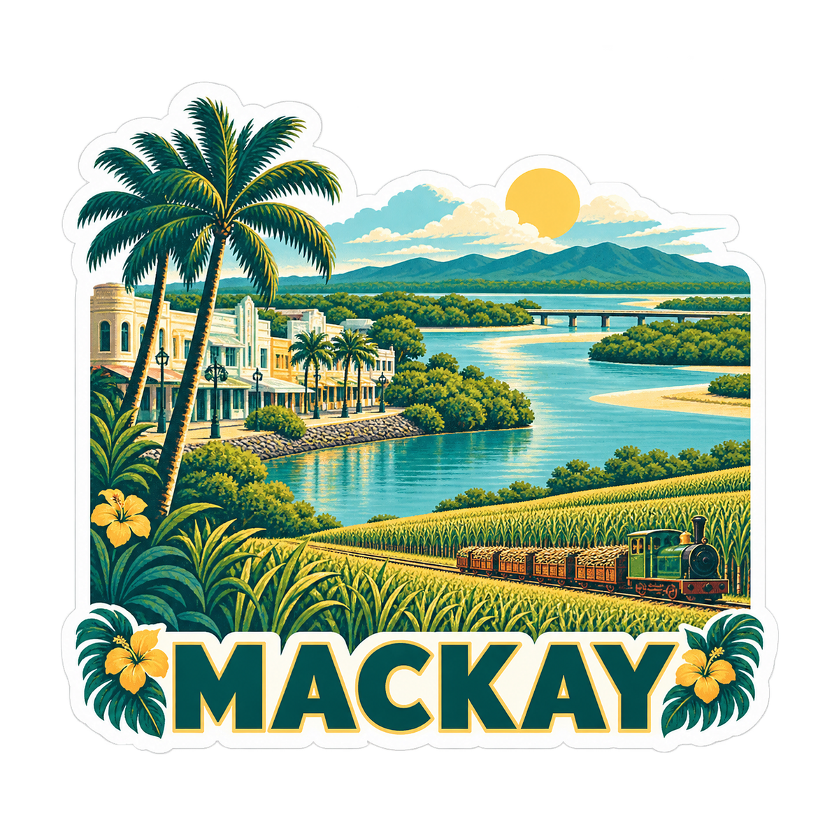 Mackay Tropical River Train Art Vinyl Decal Stickers
