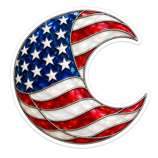 American Flag Glass Crescent Moon Art Vinyl Decal Stickers
