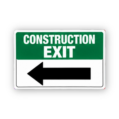 Green Construction Exit Left Arrow Panel Vinyl Decal Stickers