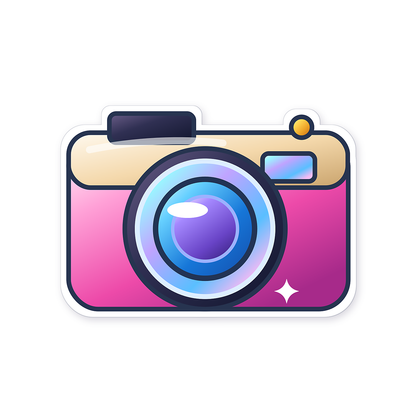 Pink Camera With Blue Purple Lens Art Vinyl Decal Stickers