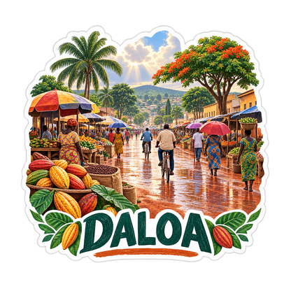 Daloa Rainy Cocoa Market Art Vinyl Decal Stickers
