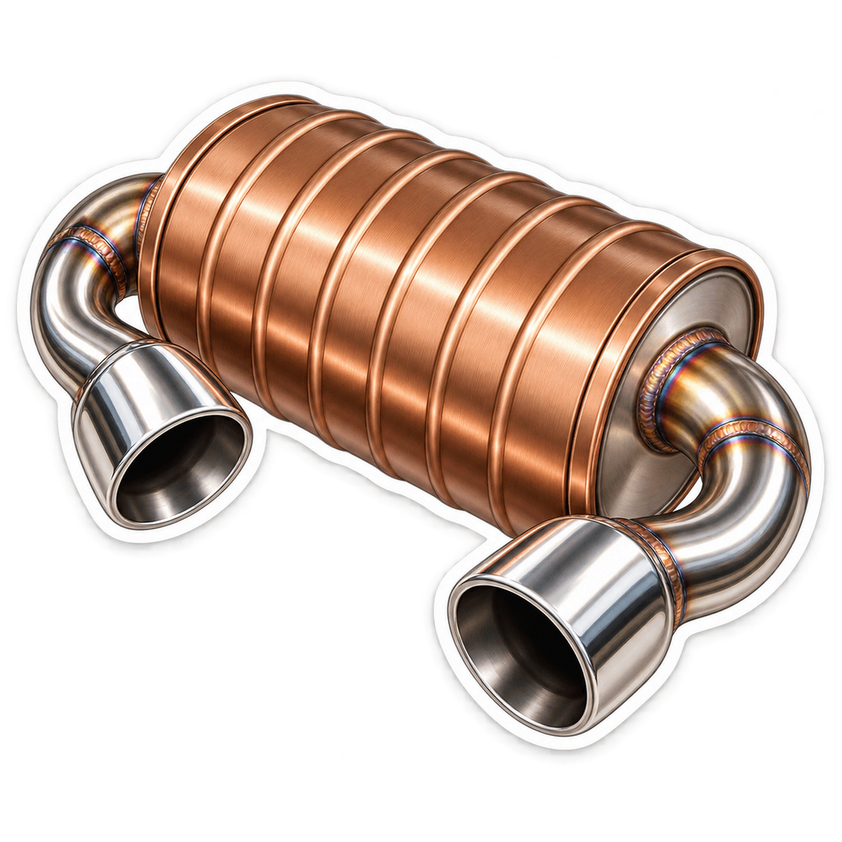 Copper Twin Pipe Muffler Art Vinyl Decal Stickers