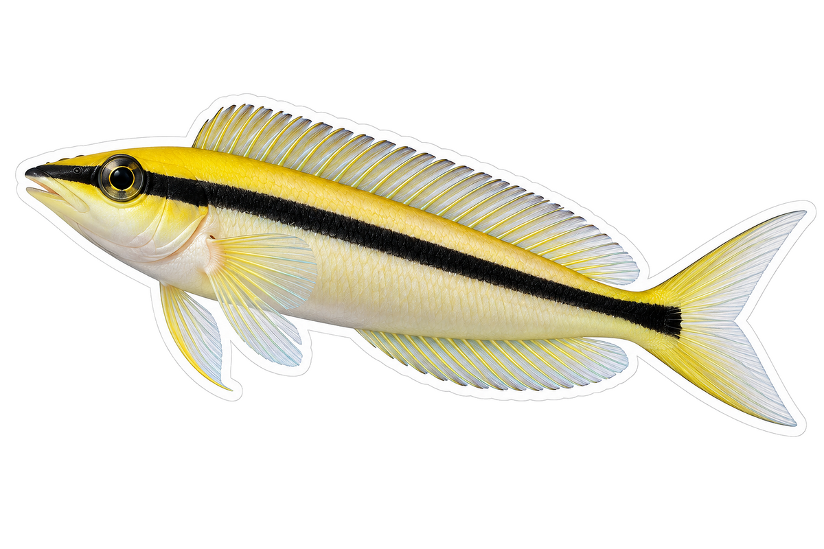 Yellow Blackline Fangblenny Fish Art Vinyl Decal Stickers
