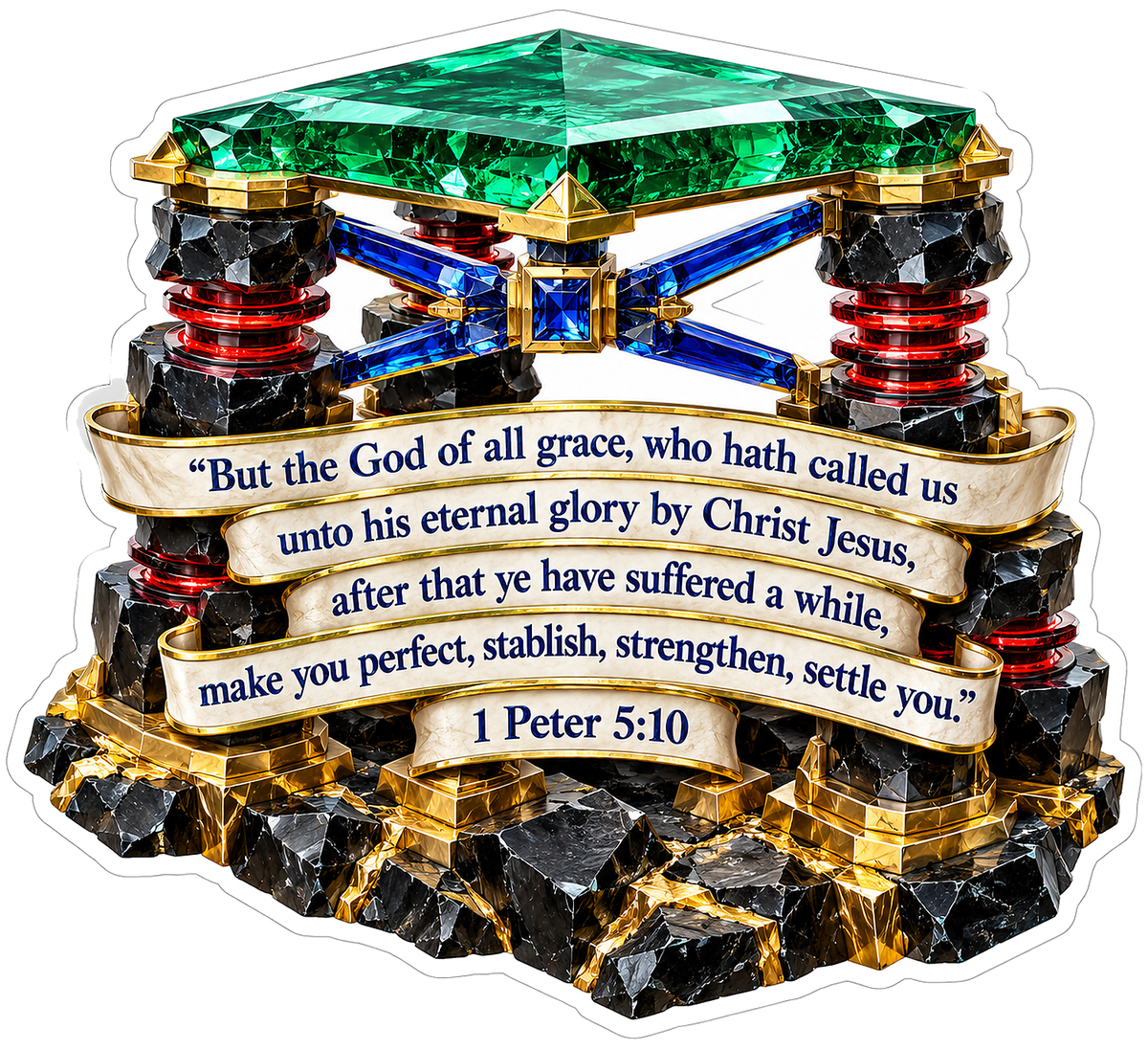 1 Peter 5 Verse 10 Green Crystal Platform Art Vinyl Decal Stickers