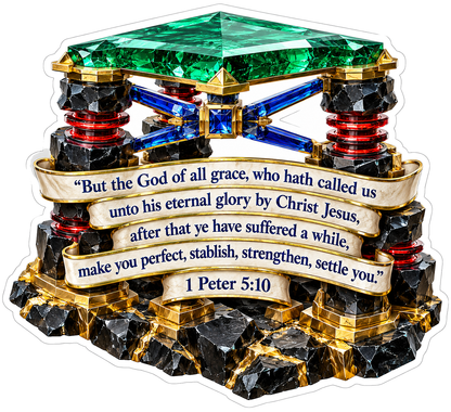 1 Peter 5 Verse 10 Green Crystal Platform Art Vinyl Decal Stickers