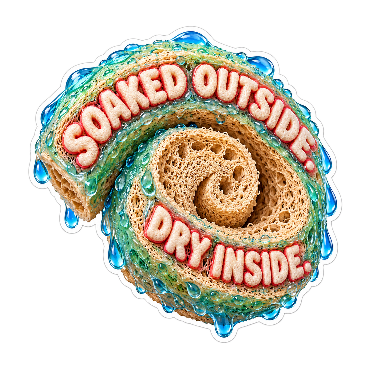 Rolled Wet Sponge with Funny Dry Lettering Vinyl Decal Stickers