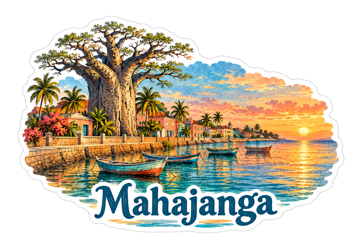 Mahajanga Baobab Waterfront Sunset Art Vinyl Decal Stickers