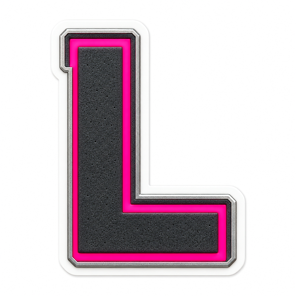 Charcoal Pixel Letter L with Pink Line Art Vinyl Decal Stickers
