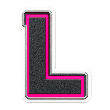 Charcoal Pixel Letter L with Pink Line Art Vinyl Decal Stickers