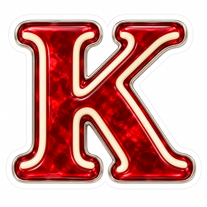 Ruby Marbled Serif Letter K with Ivory Trim Vinyl Decal Stickers