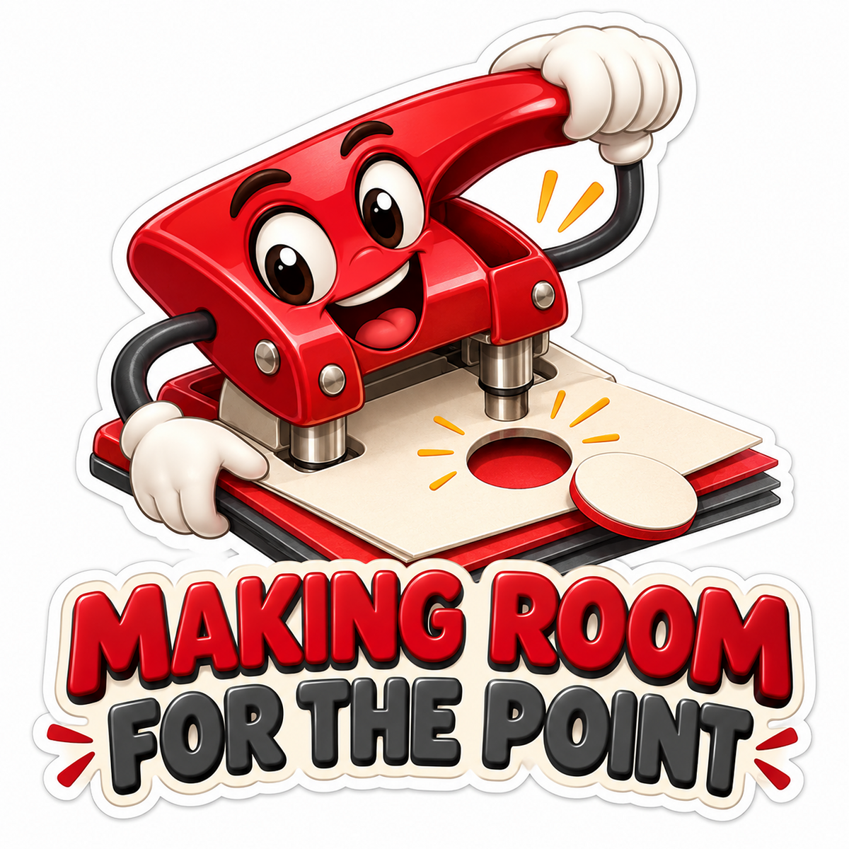Red Hole Punch Character Cutting Paper Circles Vinyl Decal Stickers