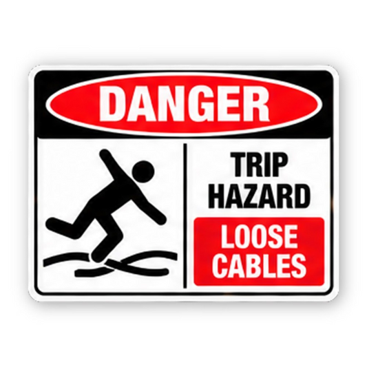 Black Danger Loose Cables Tripping Figure Vinyl Decal Stickers