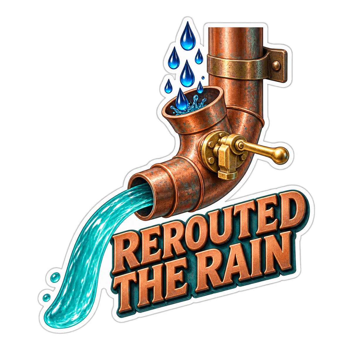 Copper Rain Pipe Water Humor Art Vinyl Decal Stickers