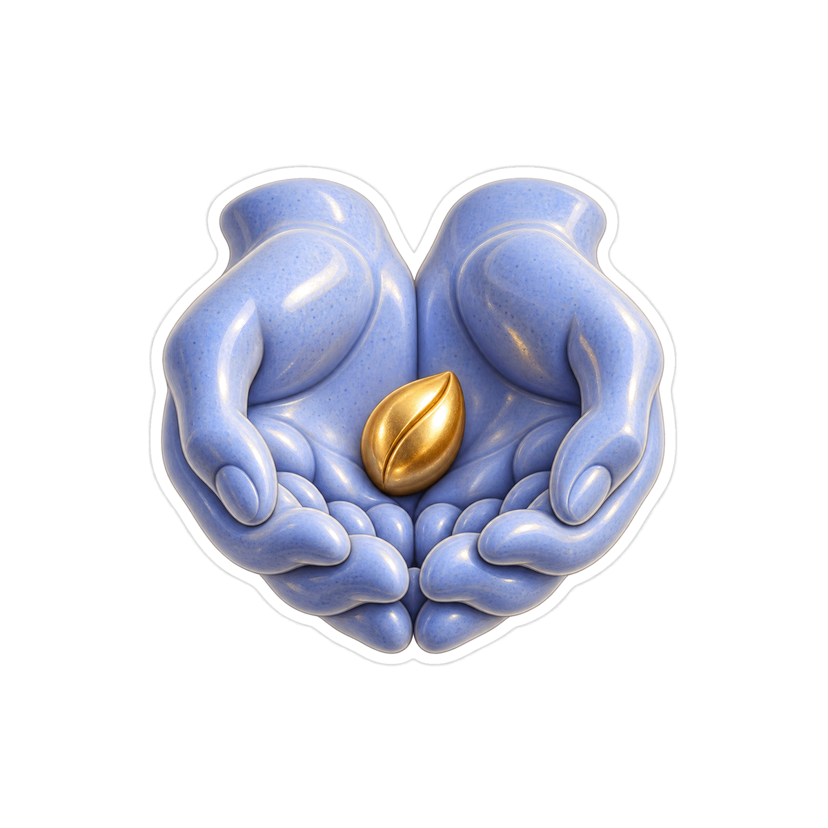 Blue Open Hands with Golden Seed Art Vinyl Decal Stickers