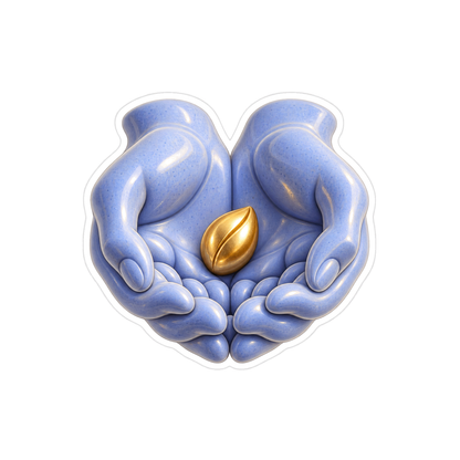 Blue Open Hands with Golden Seed Art Vinyl Decal Stickers
