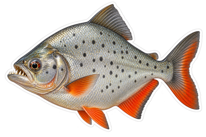 Spotted Piranha Orange Fins Art Vinyl Decal Stickers