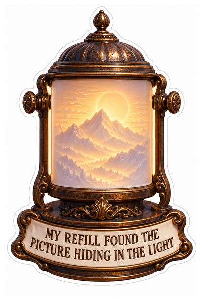 Bronze Picture Lamp With Mountain Sunset Art Vinyl Decal Stickers