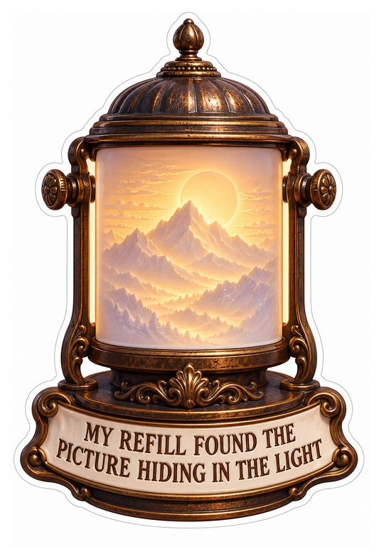Bronze Picture Lamp With Mountain Sunset Art Vinyl Decal Stickers