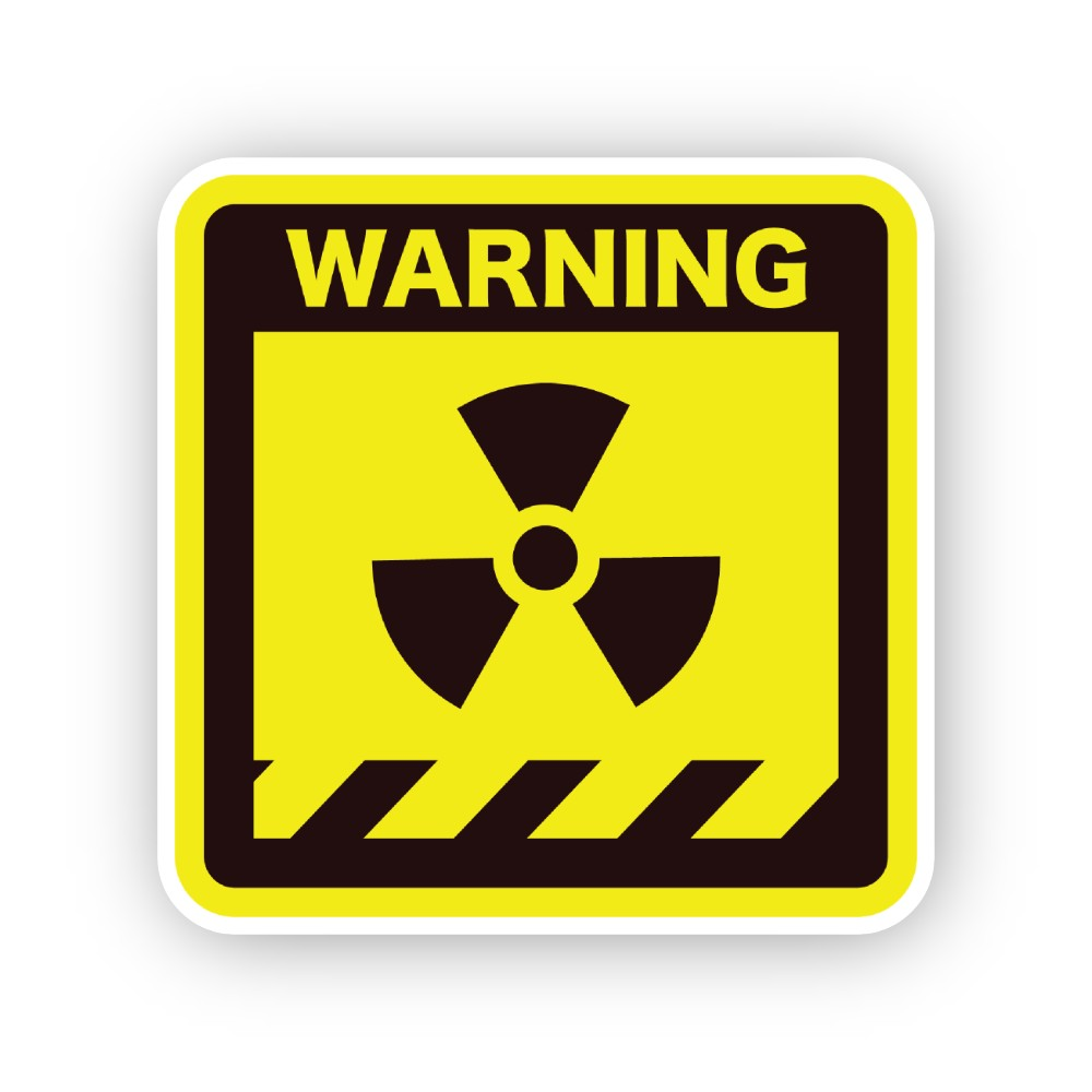 Yellow Warning Black Three Wedges Panel Vinyl Decal Stickers