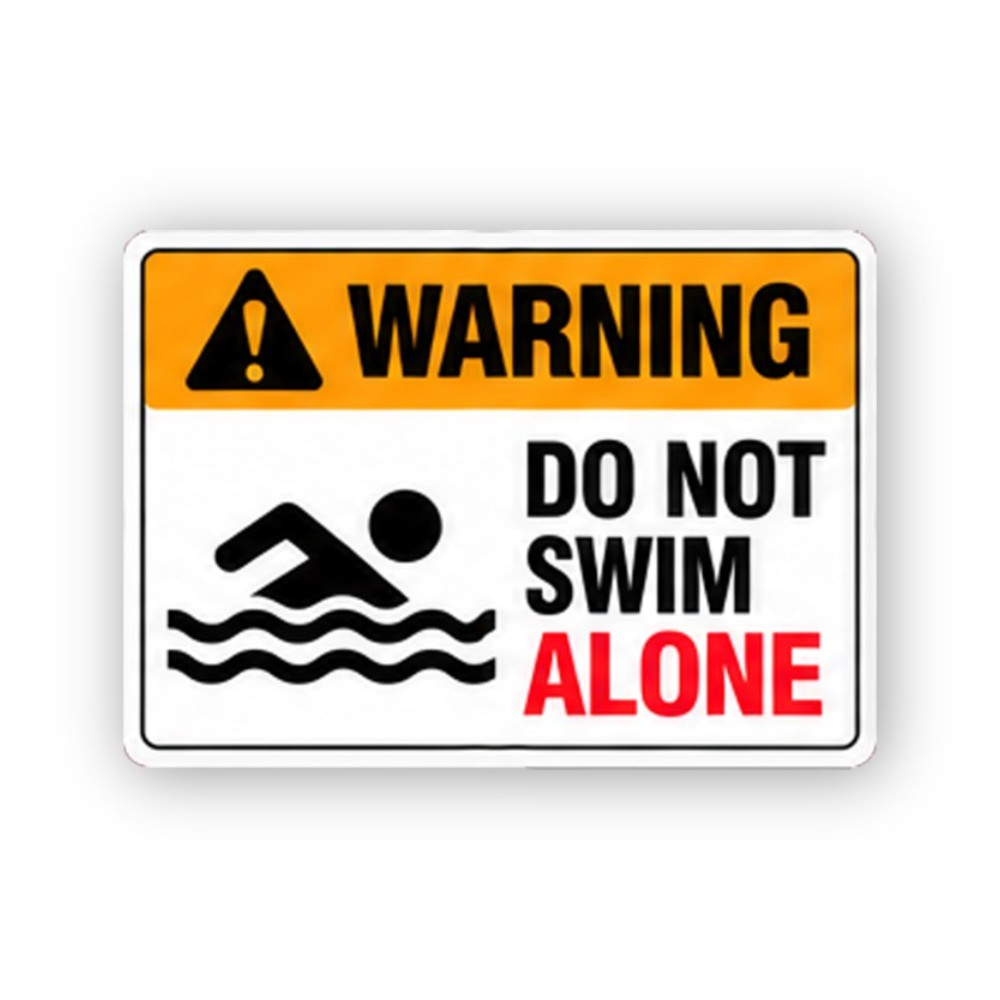 Orange Swim Alone Stroke Figure Panel Vinyl Decal Stickers