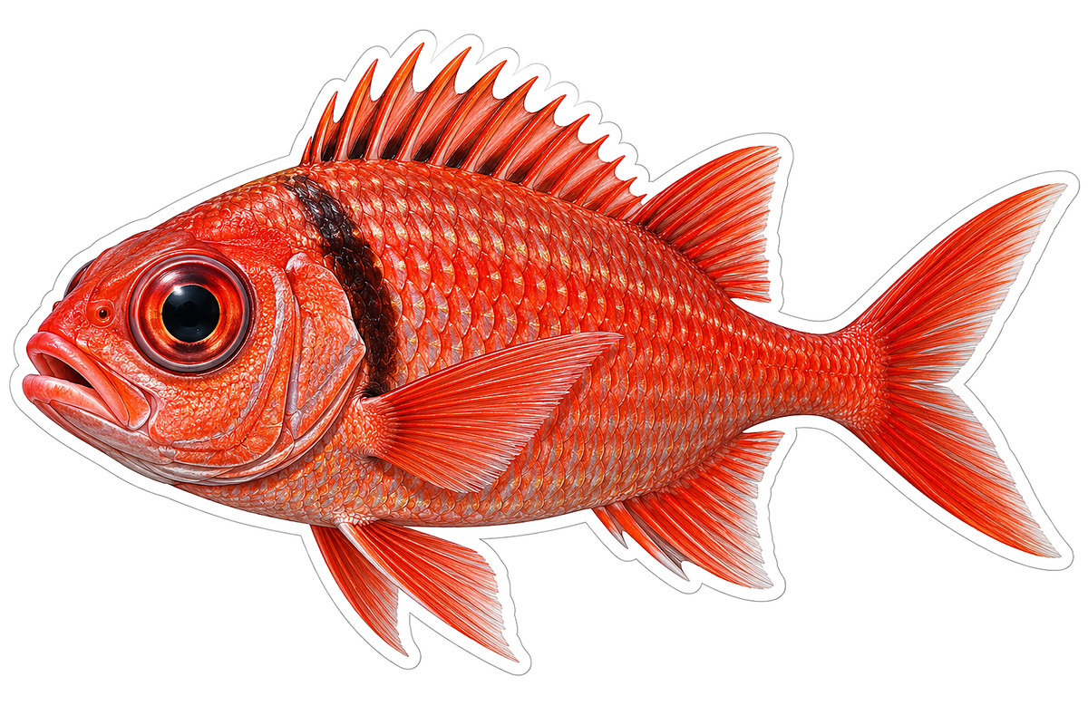 Red Spiny Fish Dark Shoulder Stripe Art Vinyl Decal Stickers