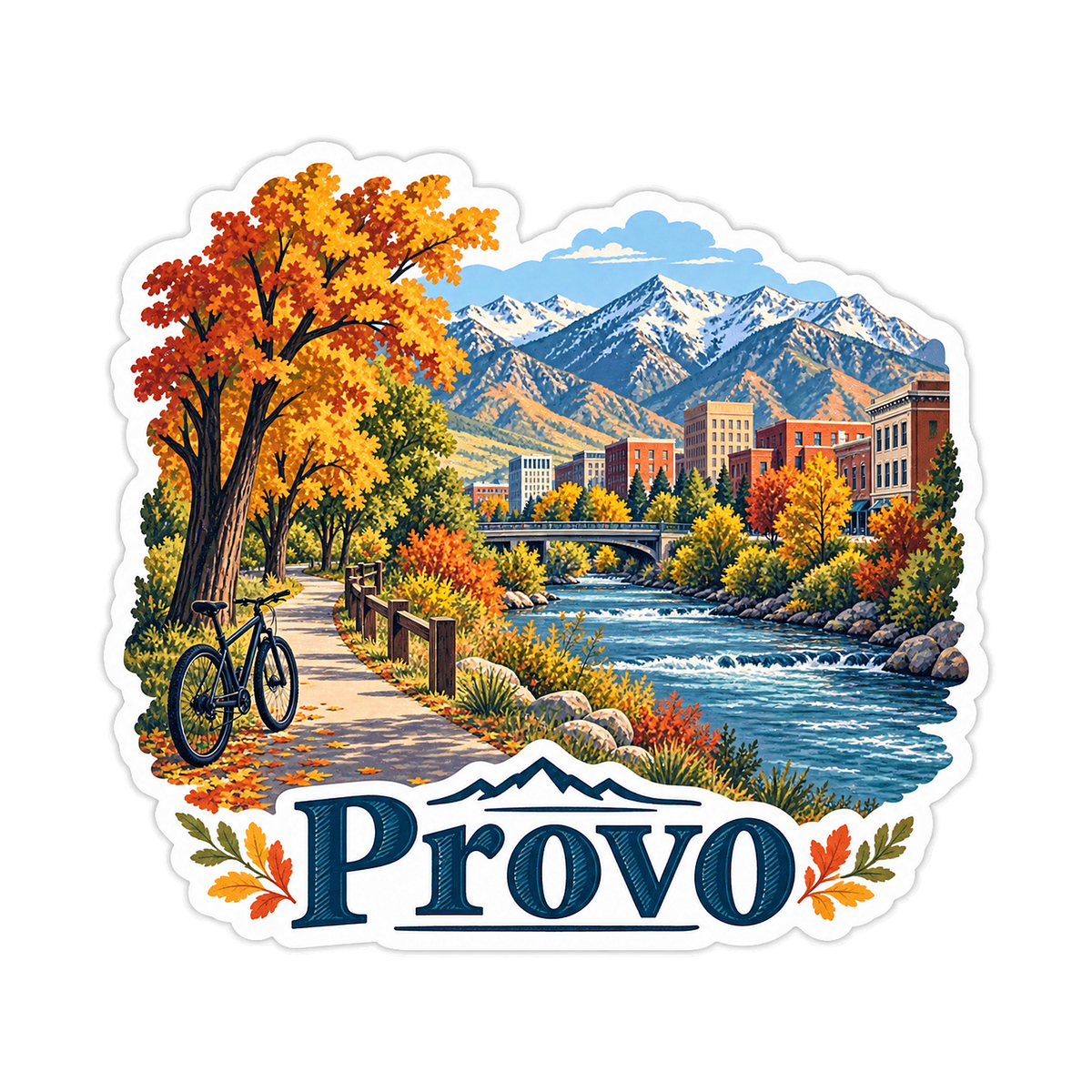 Provo Autumn Mountain River Art Vinyl Decal Stickers