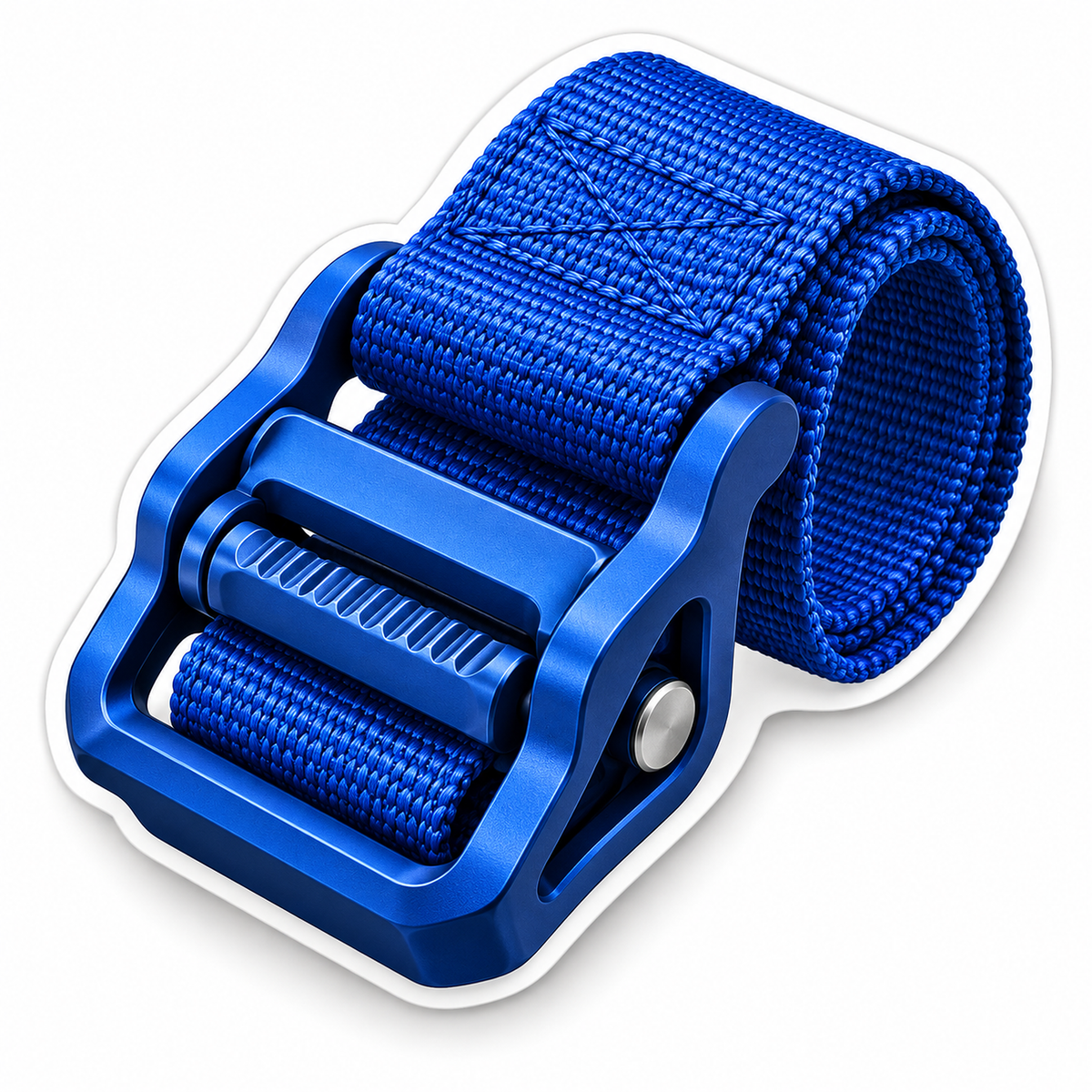 Rolled Blue Woven Strap with a Matching Buckle Vinyl Decal Stickers