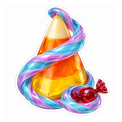 Candy Corn Rainbow Swirl Wrapped Sweet Vinyl Decal Stickers