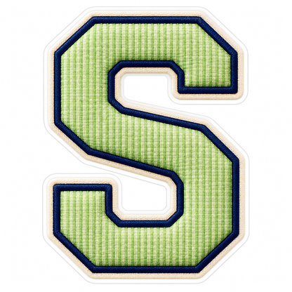 Pistachio Striped Letter S with Navy Stitching Vinyl Decal Stickers