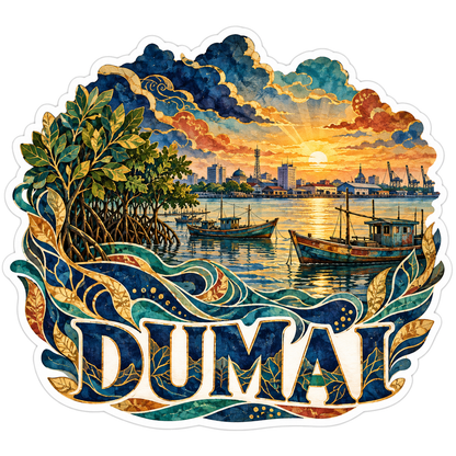 Dumai Mangrove Harbor and Golden Sunset Art Vinyl Decal Stickers
