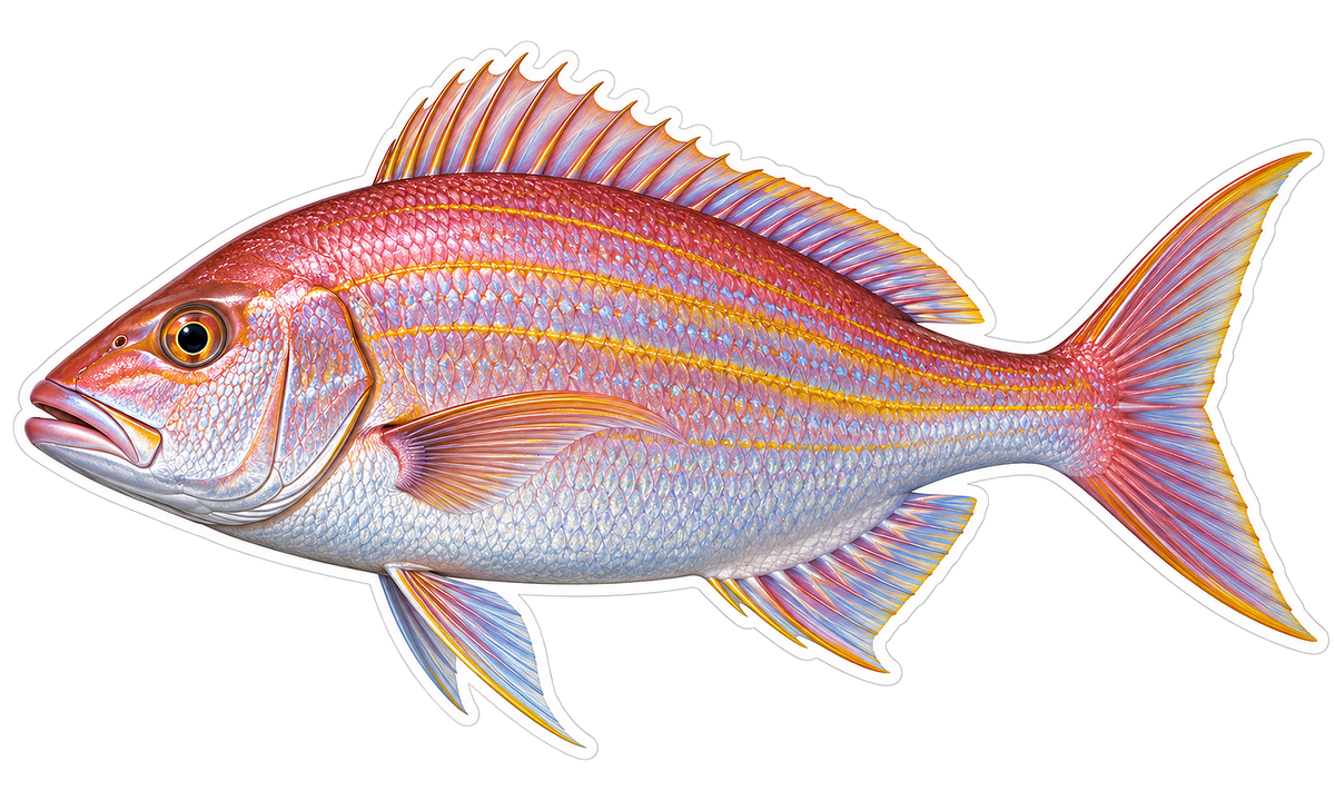 Pink Fish with Thin Gold Stripes Art Vinyl Decal Stickers