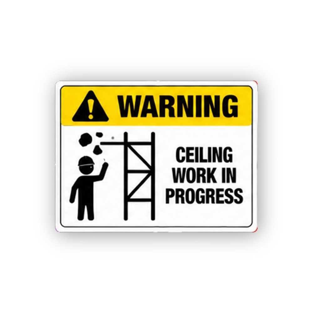 Yellow Warning Ceiling Scaffold Figure Panel Vinyl Decal Stickers
