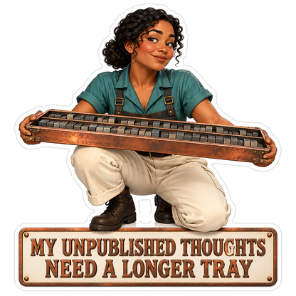 Woman Holding a Long Tray of Printing Type Vinyl Decal Stickers