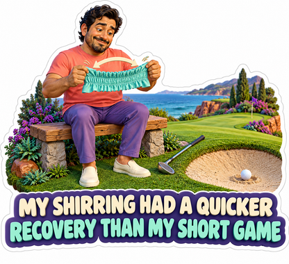 Man Shirring Fabric Golf Humor Vinyl Decal Stickers