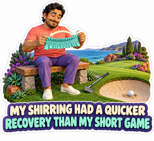 Man Shirring Fabric Golf Humor Vinyl Decal Stickers