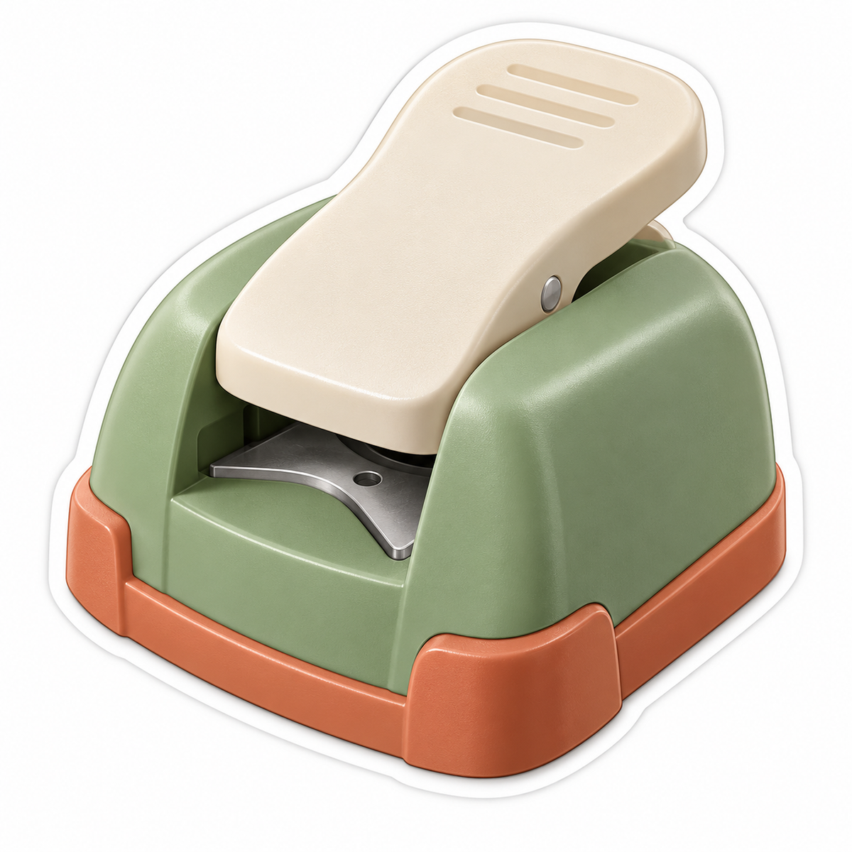 Sage Green Corner Punch with Cream Lever Vinyl Decal Stickers