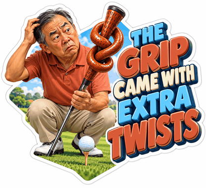 Confused Golfer with Twisted Brown Club Grip Vinyl Decal Stickers