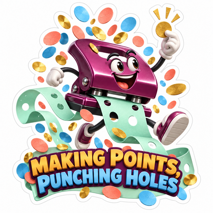 Purple Hole Punch Celebrating with Confetti Art Vinyl Decal Stickers