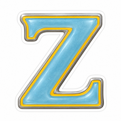 Powder Blue Gold Trim Letter Z Vinyl Decal Stickers