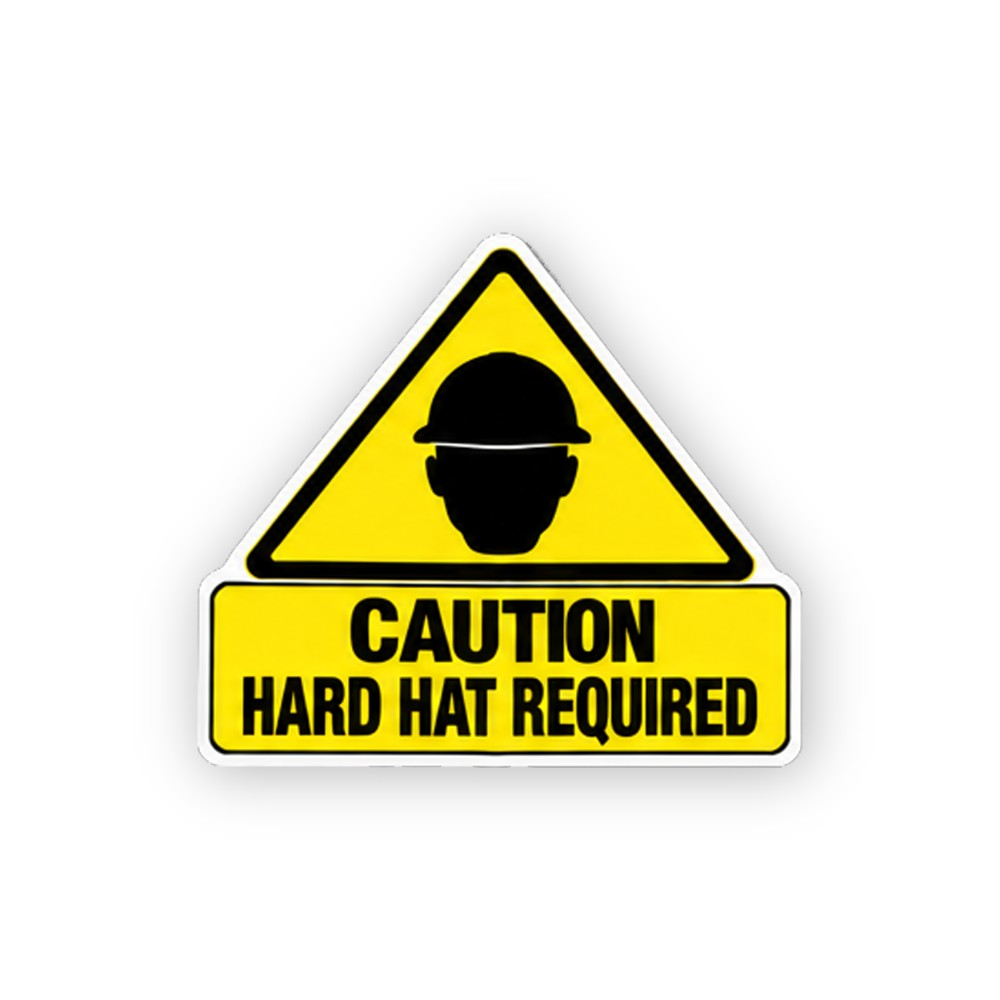 Yellow Caution Hard Hat Head Triangle Tab Vinyl Decal Stickers