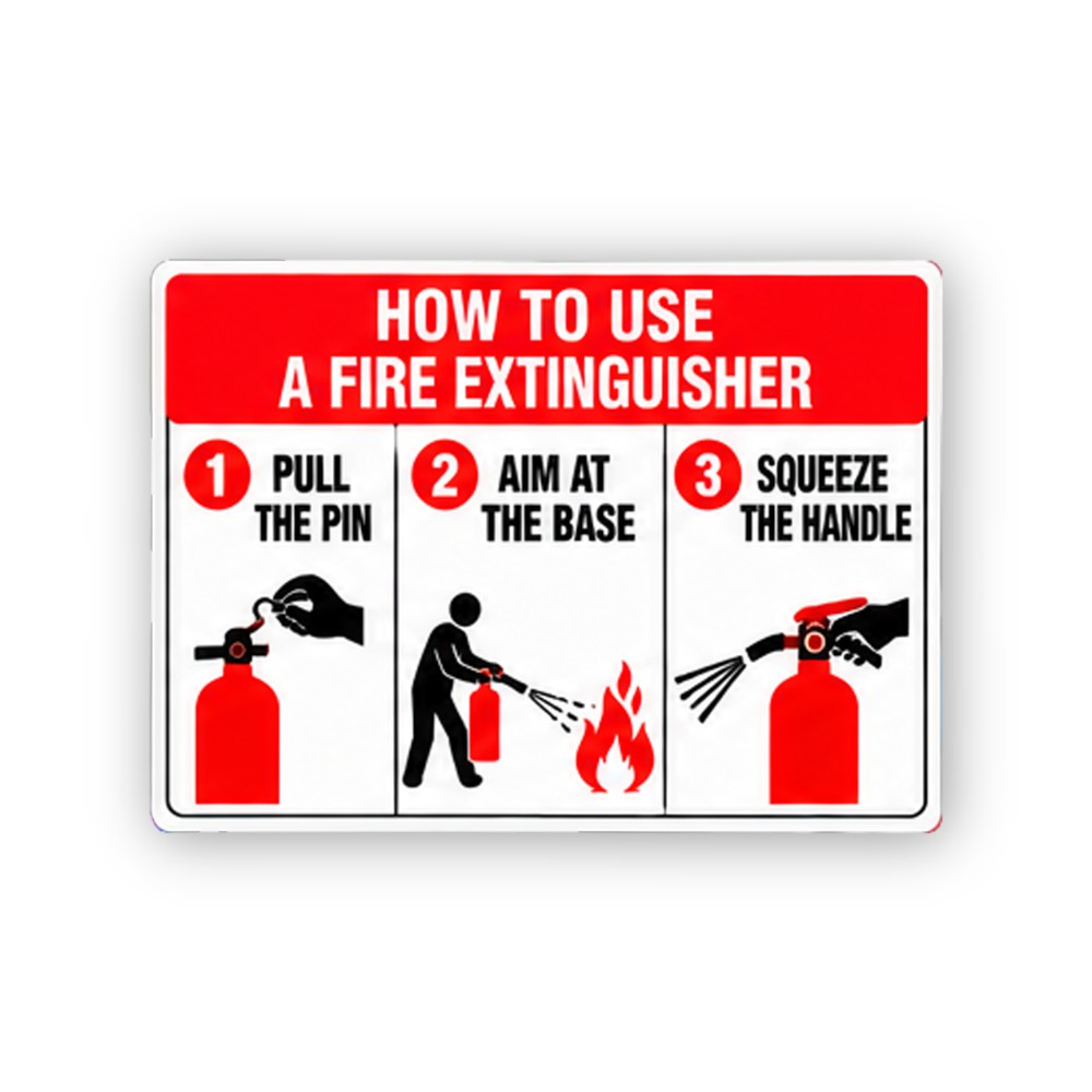 Red Extinguisher Three Step Picture Panel Vinyl Decal Stickers