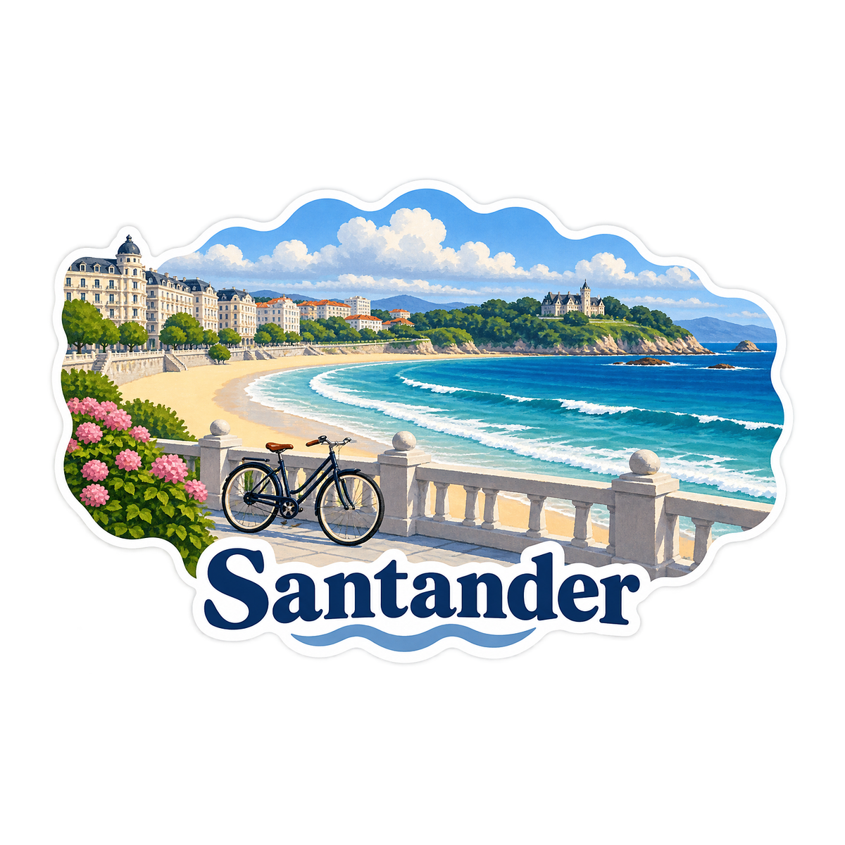 Santander Beach Promenade Art Vinyl Decal Stickers