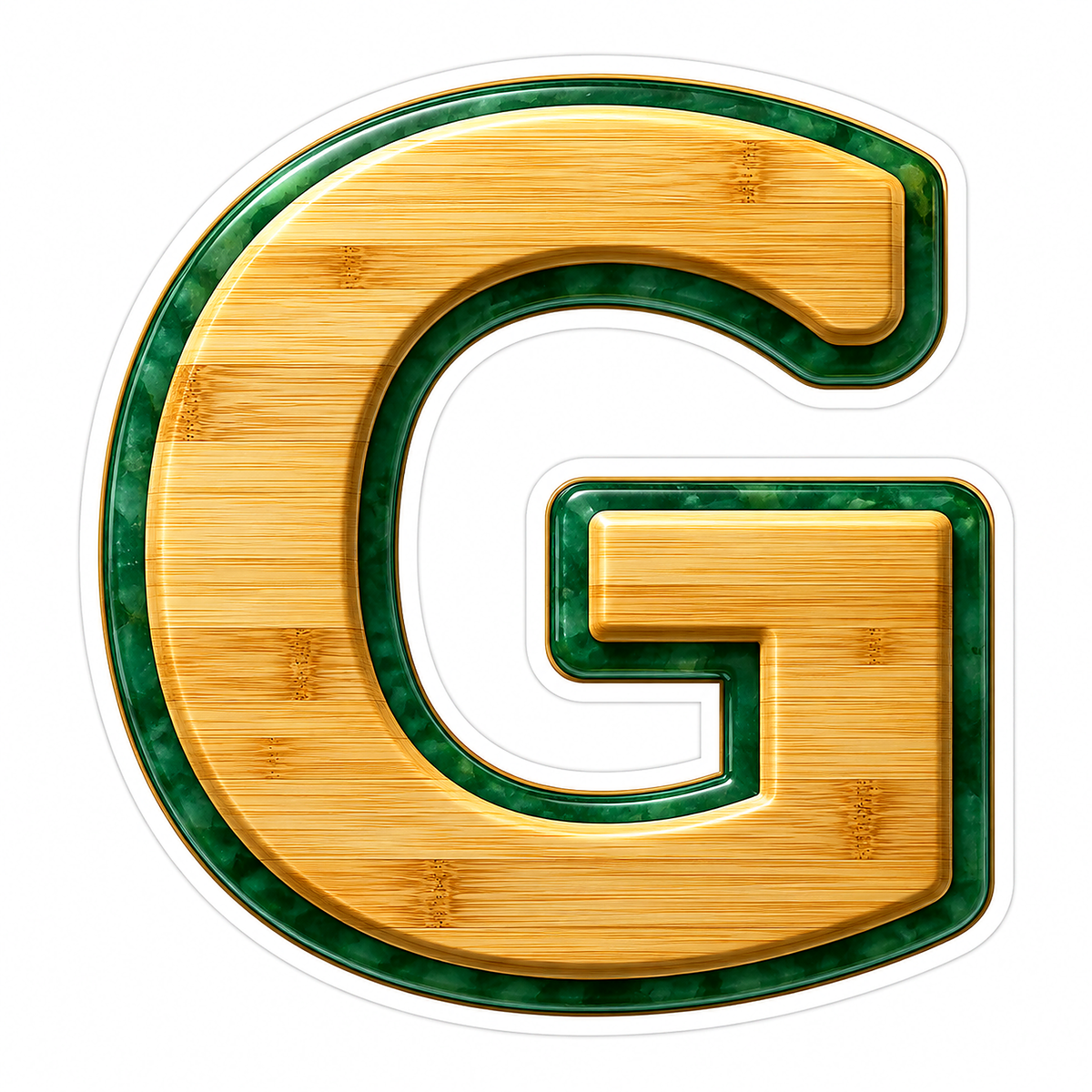 Bamboo Grain Jade Border Letter G Vinyl Decal Stickers