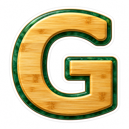 Bamboo Grain Jade Border Letter G Vinyl Decal Stickers