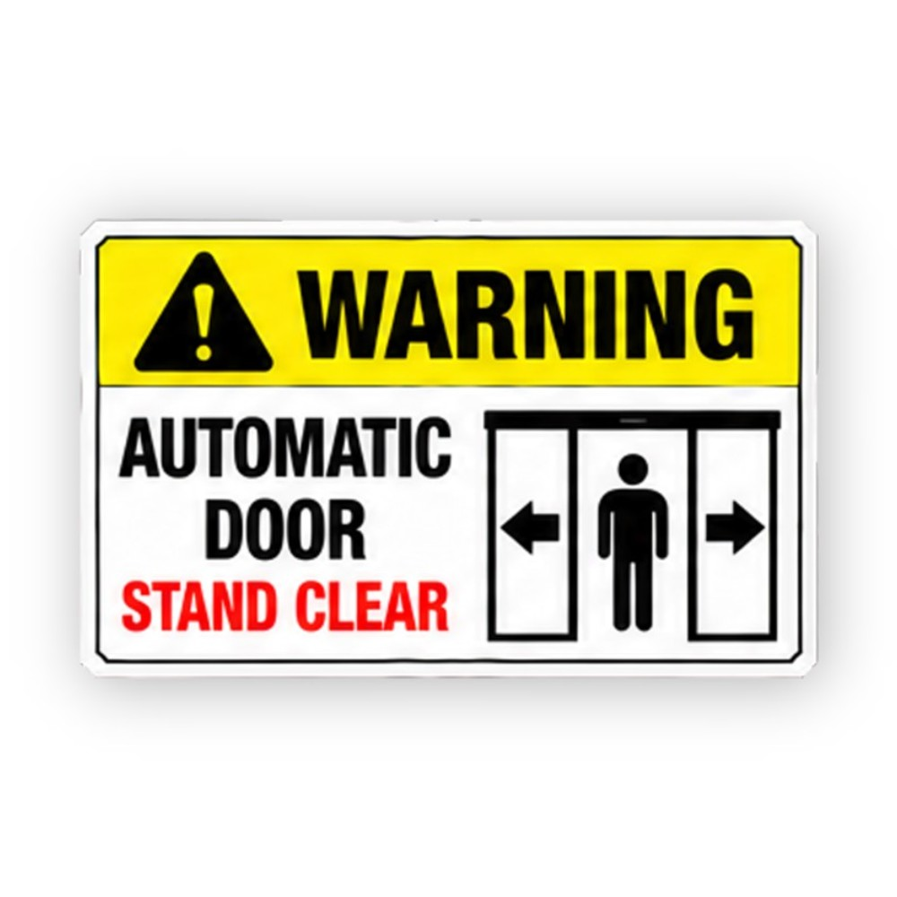 Yellow Automatic Door Figure Arrows Panel Vinyl Decal Stickers
