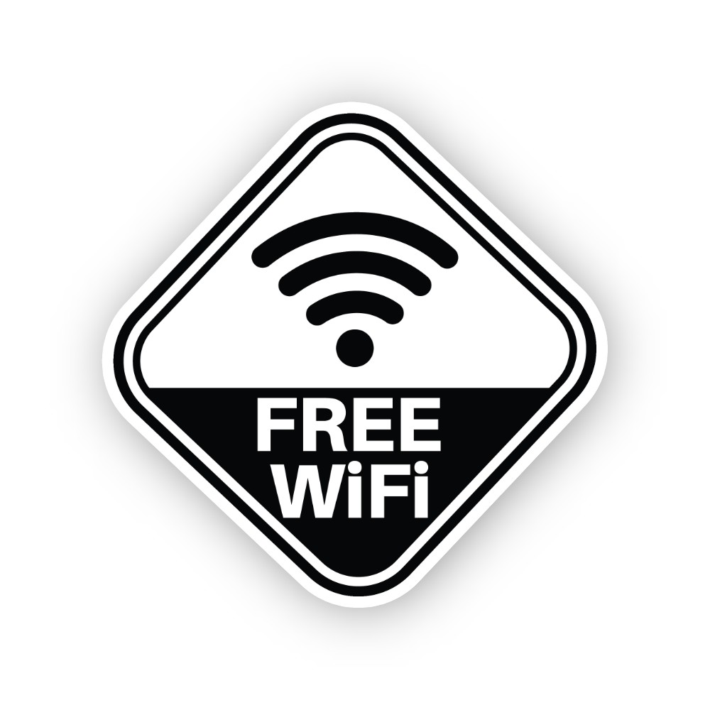 Black Free Wireless Signal Rounded Diamond Vinyl Decal Stickers